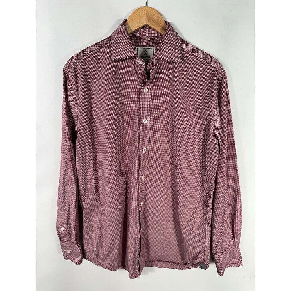 Todd Snyder Men's 15.5 / 32-33 Red White Check Long Sleeve Dress Shirt